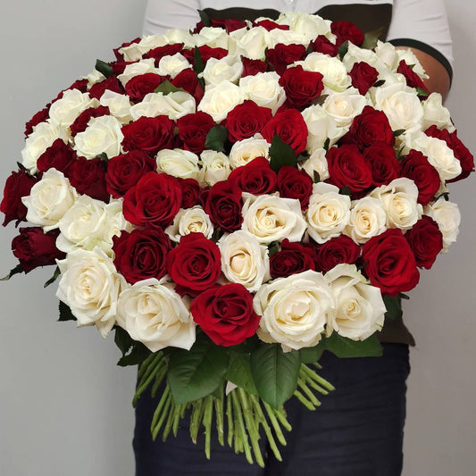Eternal Love Red & White Rose Bouquet