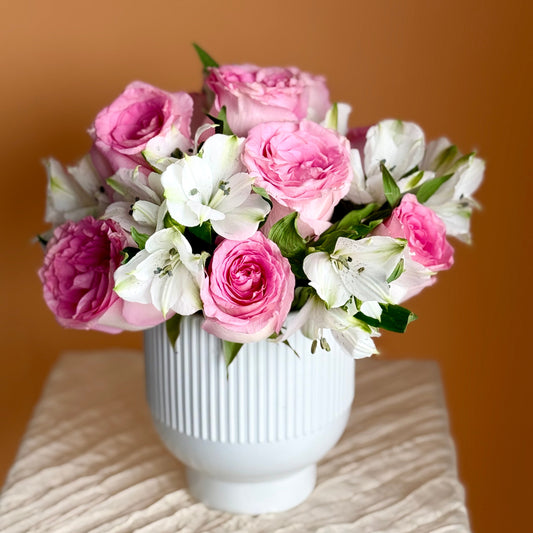 Timeless Grace Rose & Alstroemeria Vase Arrangement