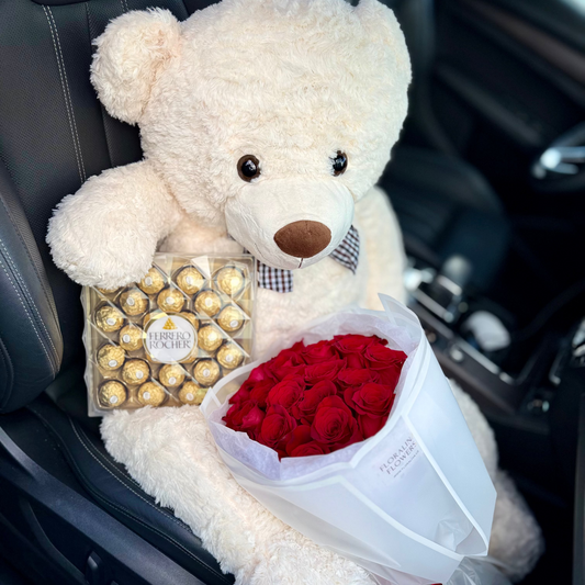 Roses, Chocolates & Teddy Gift Bundle