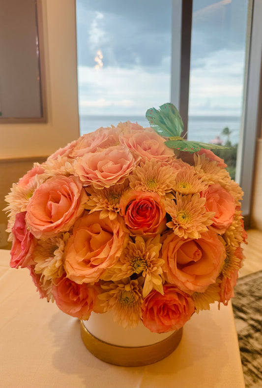 Flower Box with Roses & Pom Pom Daisies