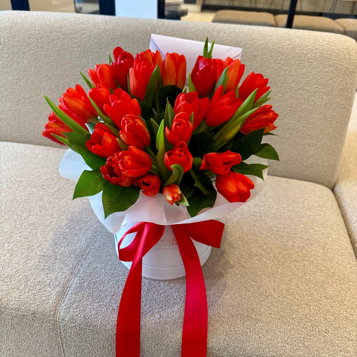 Red Tulips in a Box