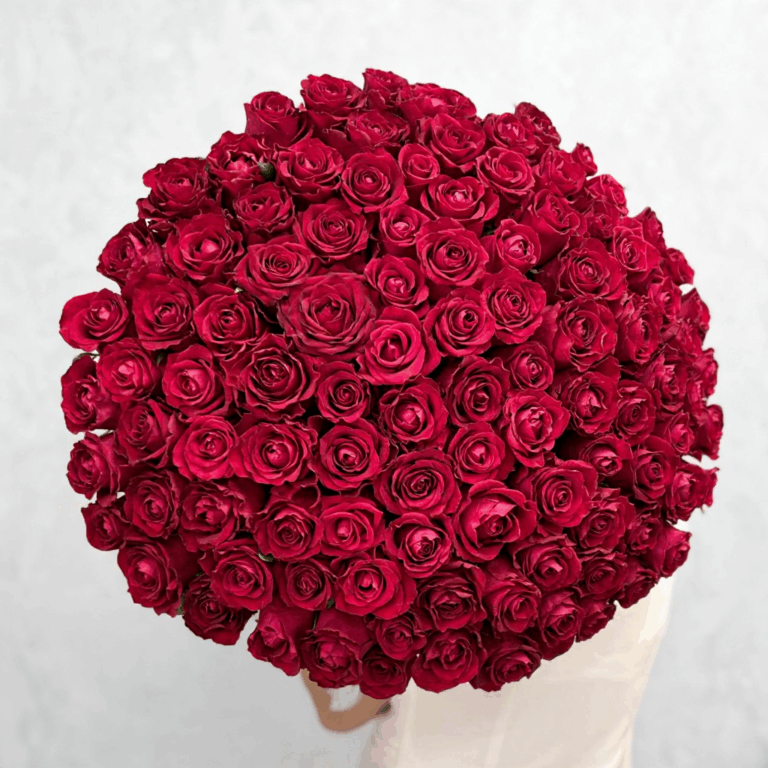 101 Red Roses in Clear Vase – Luxury Valentine’s Day Flower Delivery in Miami