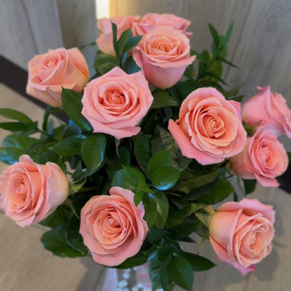 Classic Roses in Vase – Dozen Roses for Valentine’s Day