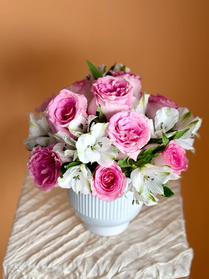 Timeless Grace Rose & Alstroemeria Vase Arrangement