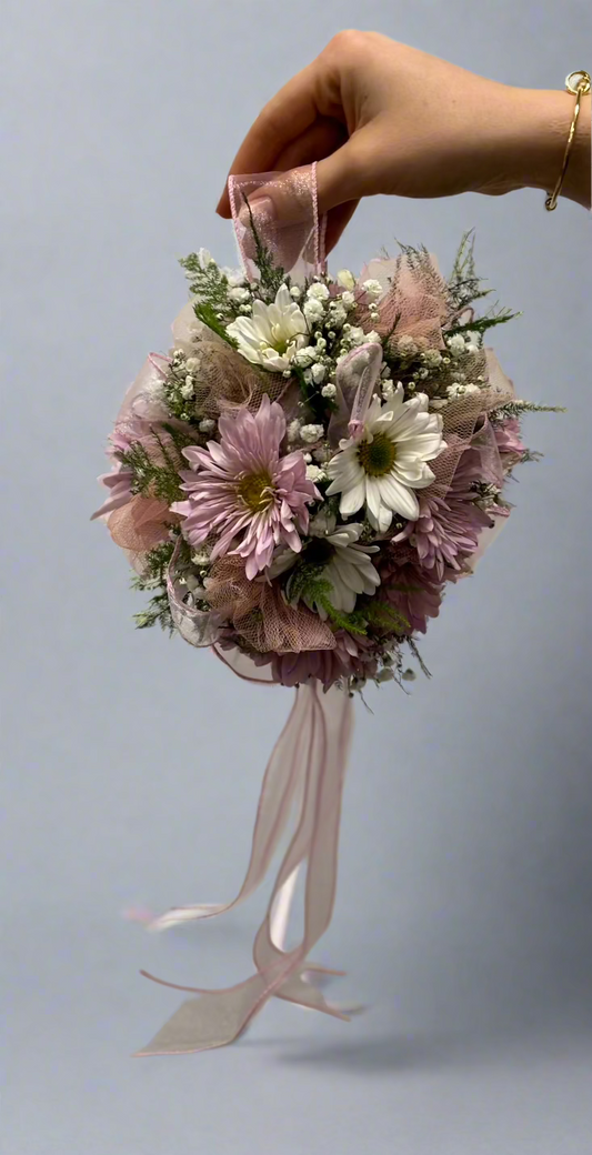 Pomander with Pom Pom Daisies & Baby’s Breath