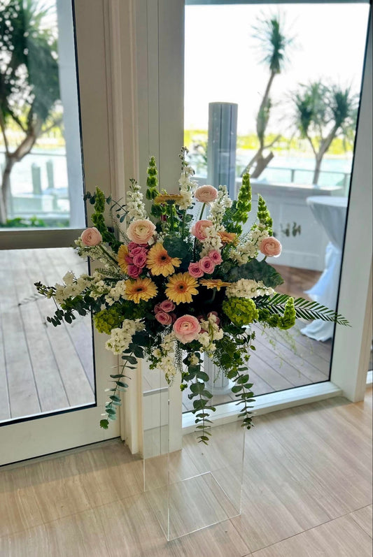 Acrylic Clear Pedestal Rental Miami | Modern Event & Wedding Decor