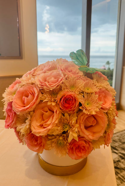 Flower Box with Roses & Pom Pom Daisies