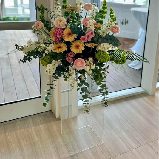 Acrylic Clear Pedestal Rental Miami | Modern Event & Wedding Decor