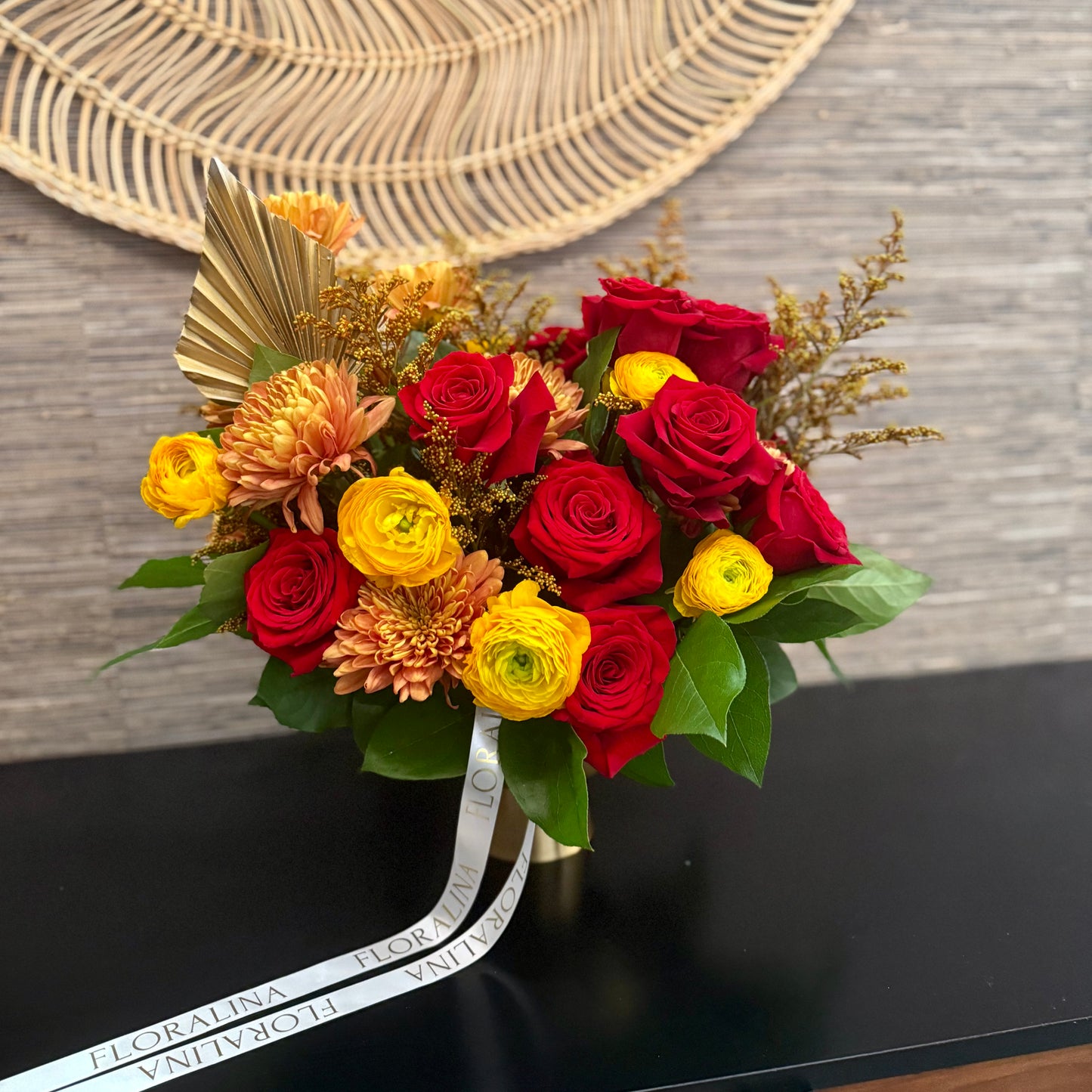 Golden Fall Thanksgiving Flower Arrangement