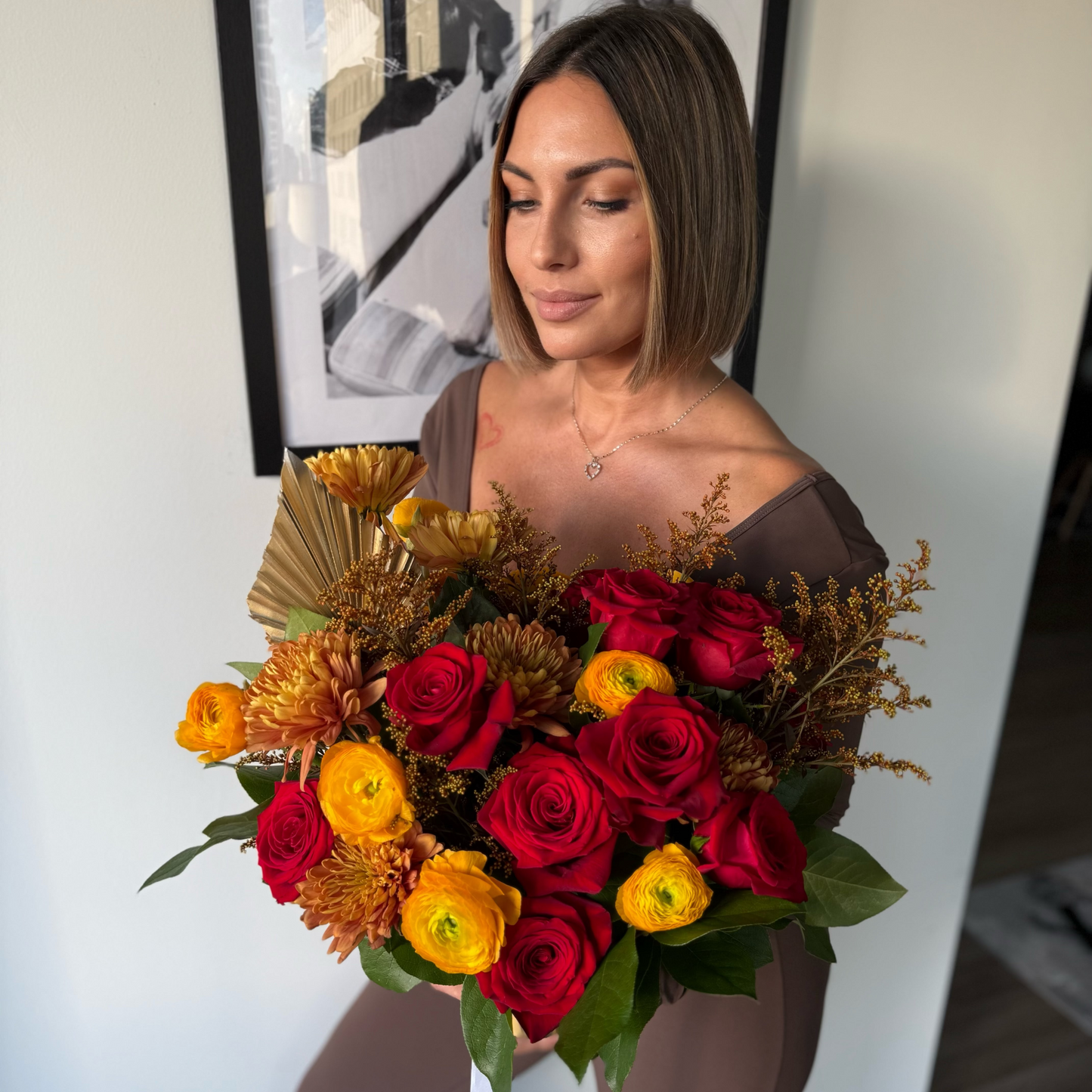 Golden Fall Thanksgiving Flower Arrangement
